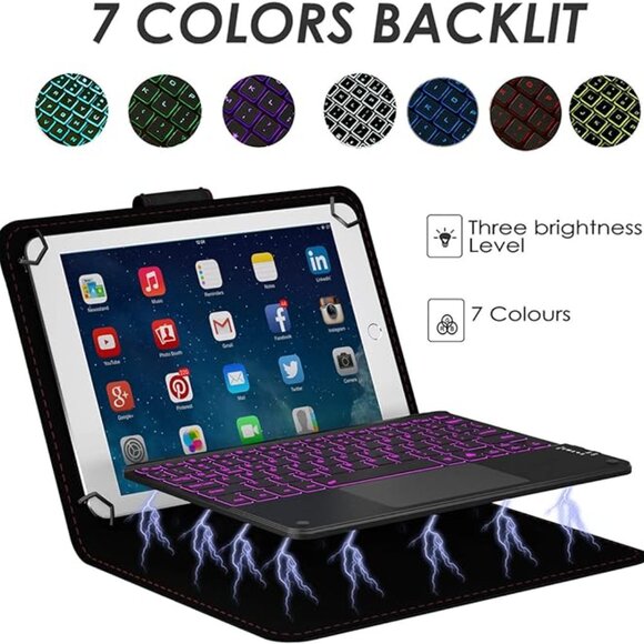 Touchpad Keyboard Case for 9–11” Tablets Universal (Black)  New, No Tags - Picture 2 of 4